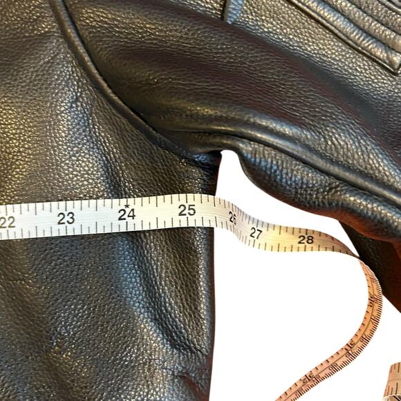 ALPHA INDUSTRIES Black Genuine Leather Full Zip Moto Biker Bomber Jacket LARGE - Picture 6 of 11